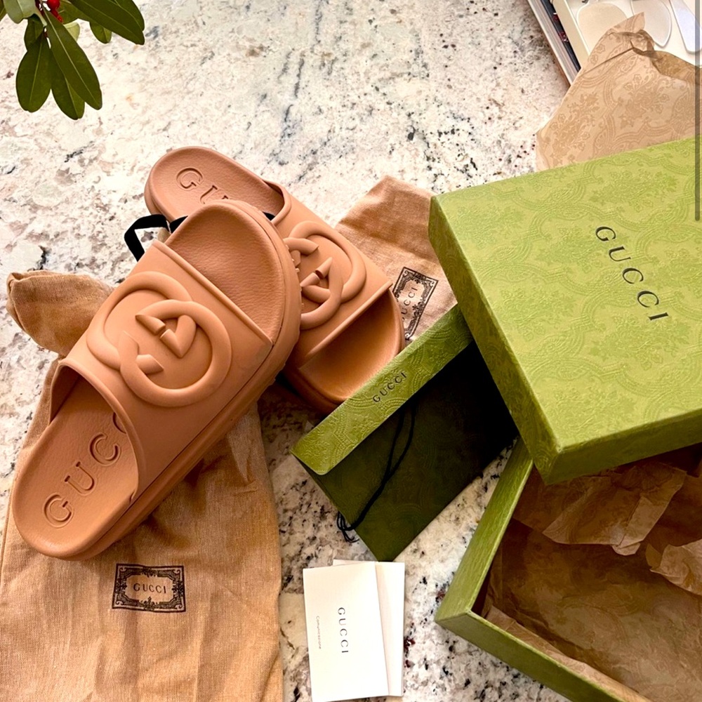 Gucci Beige Slide Sandals